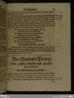 Die achtzehende Predigt. Vom eilfften Artickel des Christlichen Glaubens