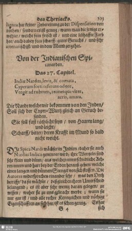 Von der Indianischen Spicanarden. Das 27. Capitel
