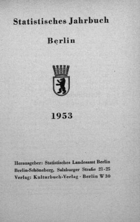 1953: Statistisches Jahrbuch