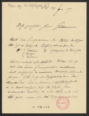 Brief an Emil Gutmann, 20.01.1909