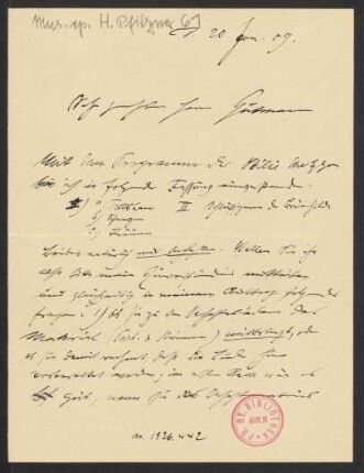 Brief an Emil Gutmann, 20.01.1909