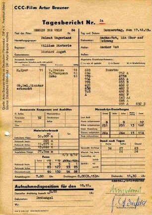 Tagesbericht Nr. 24 vom 17.12.1959