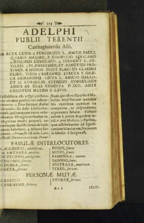 Adelphi Publii Terentii Carthaginiensis Afri.
