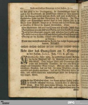 Rede über das Evangelium am V. Sonntage in der Fasten, Judica