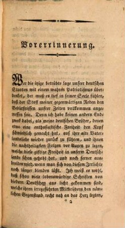 Patriotische Reden von der wahren Liebe des Vaterlands aus den Gründen der Religion