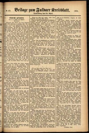 Zweite Ausgabe vom Donnerstag, den 25. April 1901.