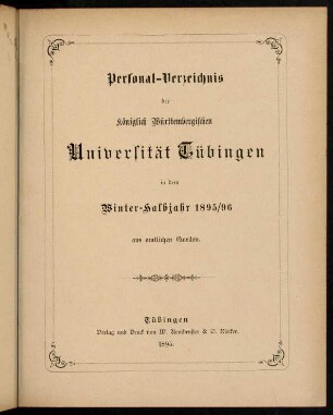 Studierendenverzeichnis 1895/96