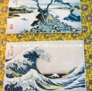 Blick auf zwei japanische Zeichnungen von Hokusai (Altersgruppe 14-17)