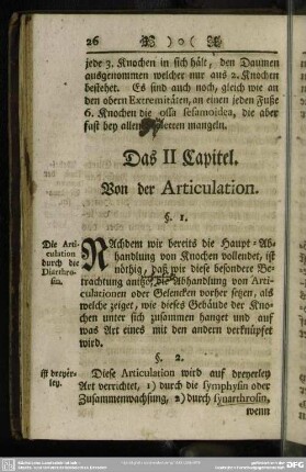 Das II Capitel. Von der Articulation