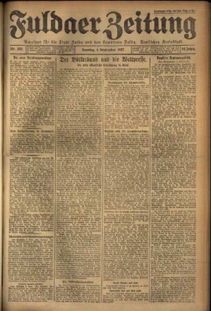 Erste Ausgabe vom Sonntag, den 04. September 1927.