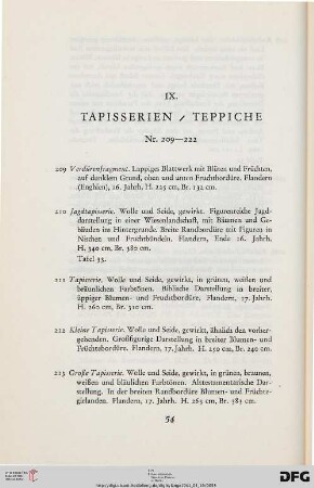 IX. Tapisserien/ Teppiche (Nr. 209-222)