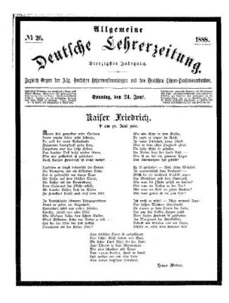 Kaiser Friedrich : [gestorben] am 15. Juni 1888