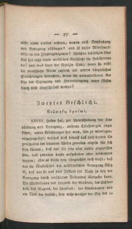 Zweytes Geschlecht. Krämpfe, Spasmi