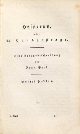 Jean Paul's sämmtliche Werke, 9 = Lfg. 2, Bd. 4. Hesperus, oder 45 Hundposttage. H. 3