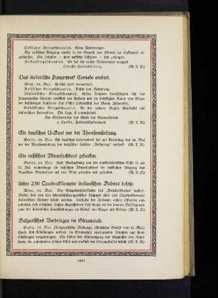 Das italienische Panzerwerk Cornolo erobert.