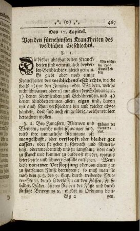 Das 17. Capitel. Von den fürnehmsten Kranckheiten des weiblichen Geschlechts.