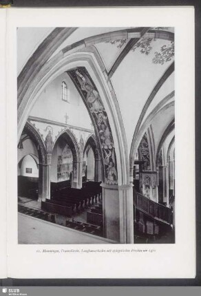 Memmingen, Frauenkirche, Langhausarkaden mit spätgotischen Fresken um 1470