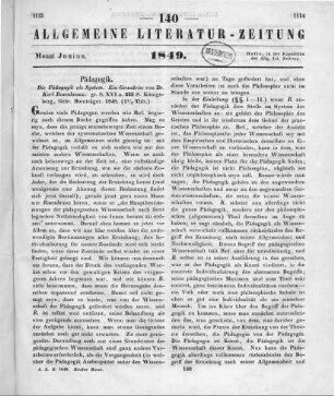 Rosenkranz, K.: Die Pädagogik als System. Ein Grundriß. Königsberg: Bornträger 1848