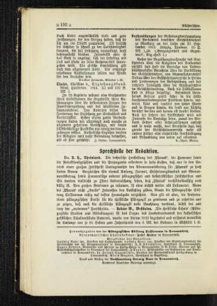 Sprechstelle der Redaktion