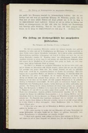 ¬Ein¬ Beitrag zur Kirchengeschichte des ausgehenden Mittelalters