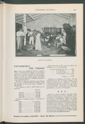 Estadística del tabaco.