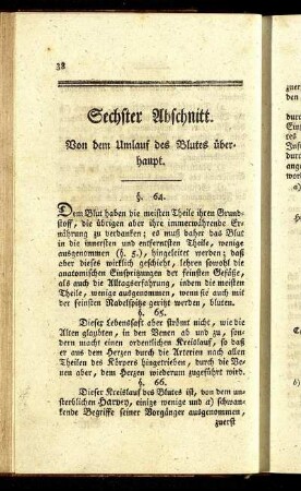 Sechster Abschnitt. Von dem Umlauf des Blutes überhaupt