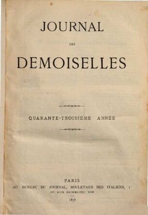 Journal des demoiselles. 43. 1875