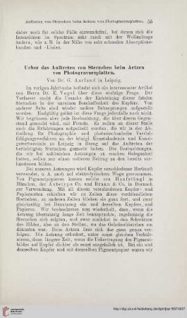 Ueber das Auftreten von Sternchen beim Aetzen von Photogravureplatten