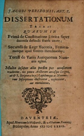 Dissertationum Trias