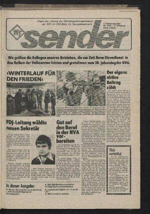 Betriebszeitung 'WF-Sender', Nr.9/1986 (4. Februarausgabe 1986)