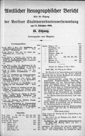 Sitzung 35, 17. Oktober 1929