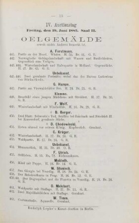 IV. Auctionstag Freitag, den 19. Juni 1885, Saal II.