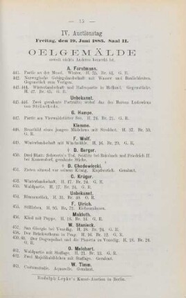 IV. Auctionstag Freitag, den 19. Juni 1885, Saal II.