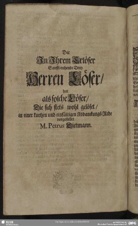 Abdankungsrede : Abdanckungs-Rede