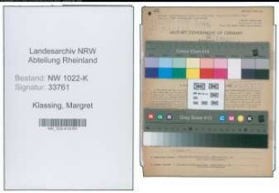 Entnazifizierung Margret Klassing , geb. 24.09.1921 (Sekretaerin)