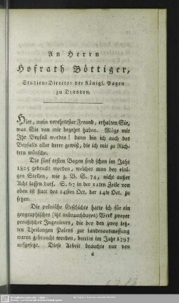 An Herrn Hofrath Böttiger