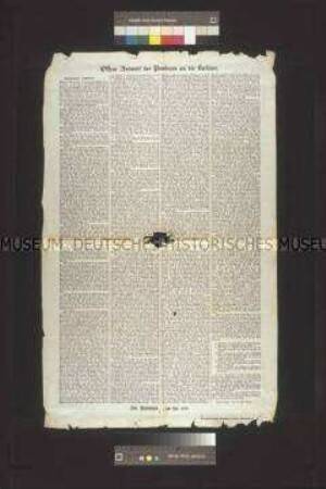 Maueranschlag: Offene Antwort der Provinzen an die Berliner; Juli 1848