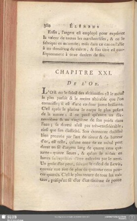 Chapitre XXI. De L'Or