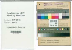 Entnazifizierung Johanne Lindenberg , geb. 08.09.1896 (Mitinhaberin)