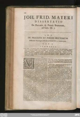 Ioh. Frid. Mayeri Dissertatio De Peccatis & Poenis Brutorum, ad Gen. IX:5.
