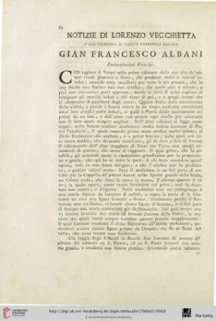 Notizie di Lorenzo Vecchietta a sua Eminenza il Signor Cardinale Decano Gian Francesco Albani