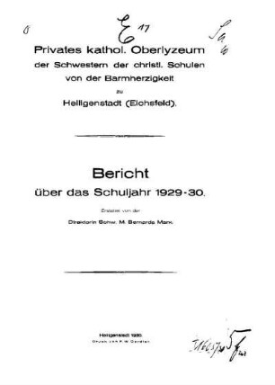 1929/30: Bericht ... - 1929/30