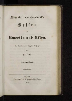Bd. 2: Alexander von Humboldt's Reisen in Amerika und Asien : eine Darstellung seiner wichtigsten Forschungen