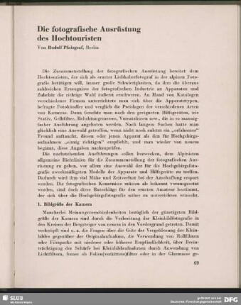 Die fotografische Ausrüstung des Hochtouristen