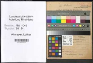 Entnazifizierung Lothar Altmeyer , geb. 04.10.1910 (Dozent)