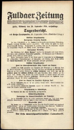 Ausgabe vom Mittwoch, den 20. September 1916.