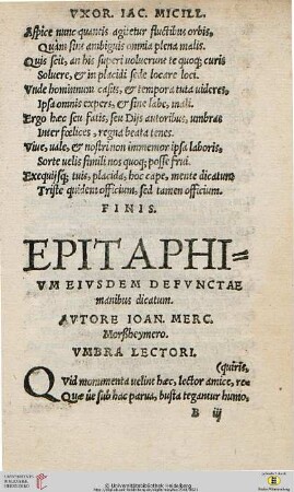 Epitaphium eiusdem defunctae manibus dicatum