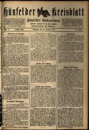 Zweite Ausgabe vom Dienstag, den 13. Januar 1925.