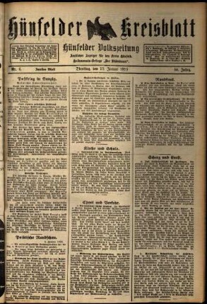Zweite Ausgabe vom Dienstag, den 13. Januar 1925.