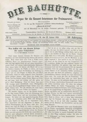 No. 5. Frankfurt a. M., den 29. Januar 1916. 59. Jahrgang.